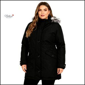 Women's Long Puffer Hooded Parka Winter Coat with Recycled Material